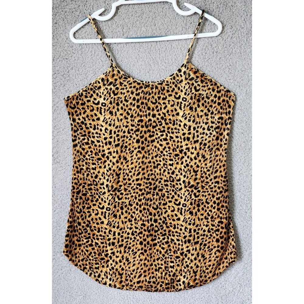 Vtg Yikes Y2K Women's Sleeveless Nightgown Velvet Leopard Animal Print Tan Sz‎ L